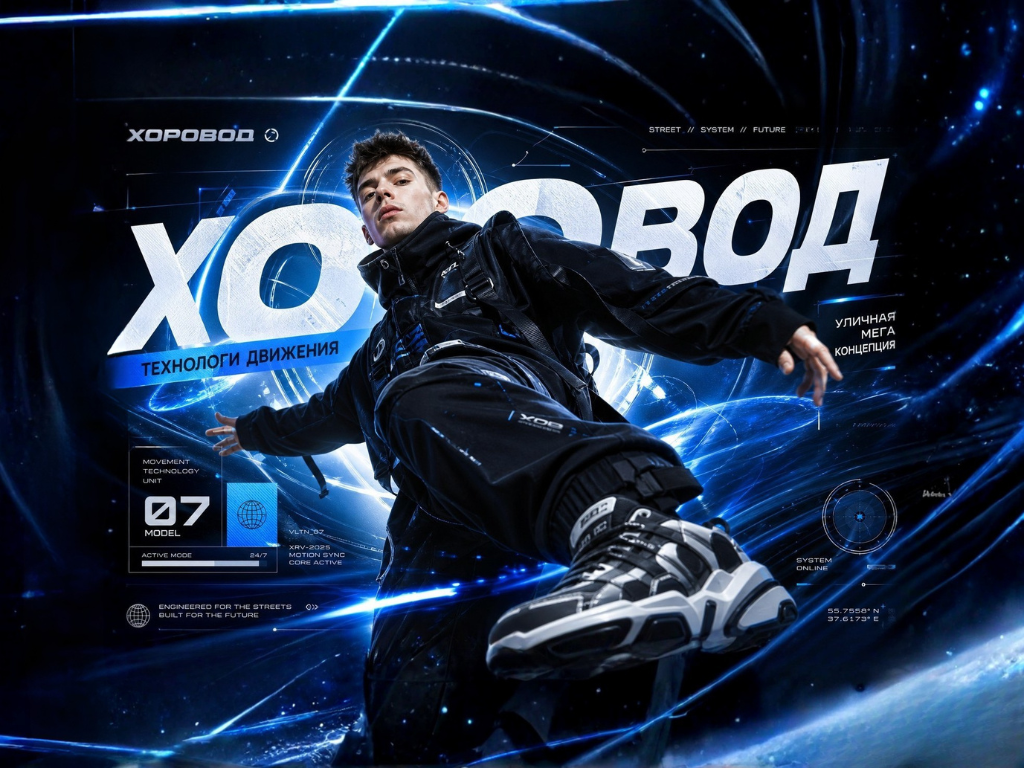 Постер в стиле futuristic sport после